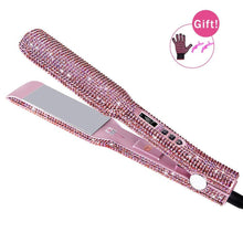 Load image into Gallery viewer, 230C Professional Hair Straightener Rhinestones Flat Iron Hand Made Crystal Diamond With LCD Display Sparkling Titanium Plate - Bianca's hair and beauty supply
