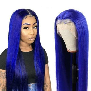 4 Colors Blue 13x4x1 Middle Part  Lace Front Wig Brazilian Straight - Bianca's hair and beauty supply