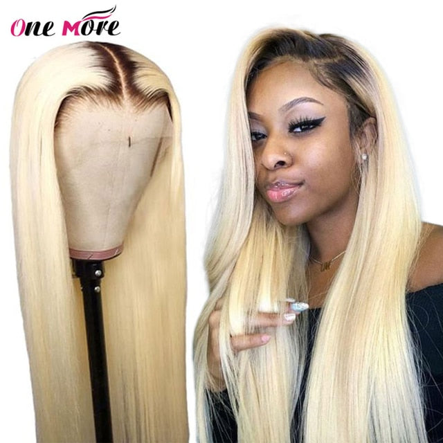 613 Blonde Lace Front Wig Honey Blonde Middle Part Straight Human Hair Wigs 28 30 inch Transparent Glueless Wigs For Women 180% - Bianca's hair and beauty supply