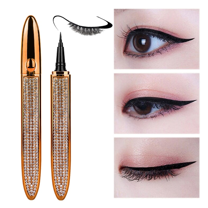 Magic Lashes Self-adhesive Liquid Eyeliner Pen Glue-free Magnetic-free Makeup Eyelashes Tools Waterproof Eye Liner Pencil - Bianca's hair and beauty supply