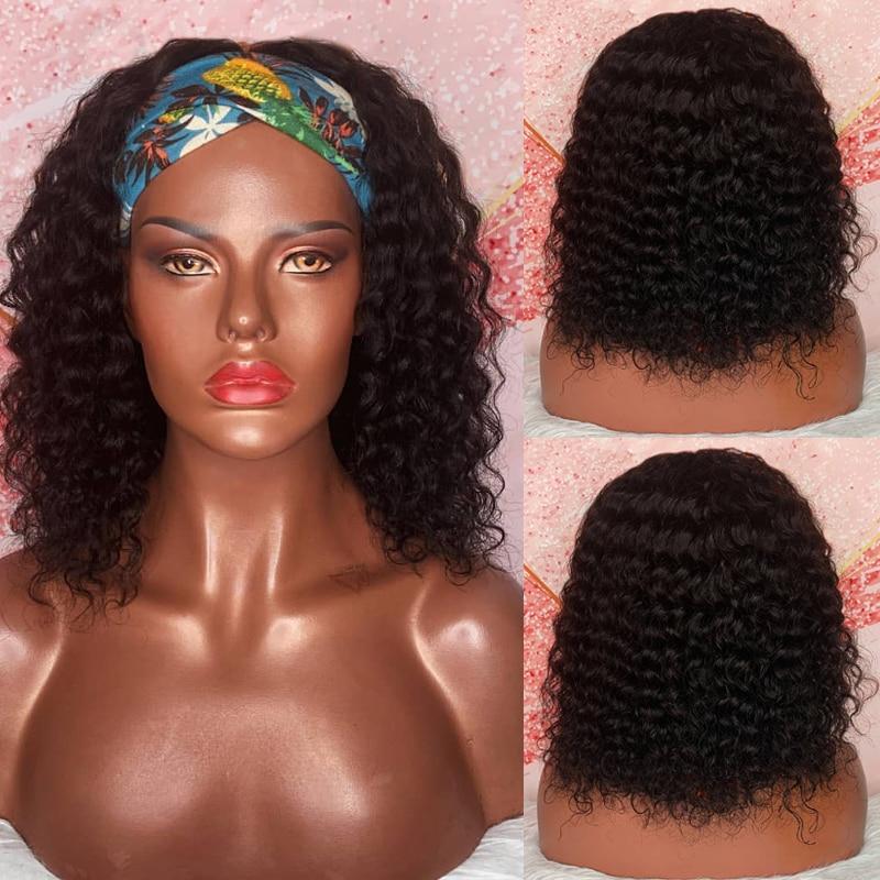 Density 250% Curly Wig Human Hair Headband Wig - Bianca's hair and beauty supply