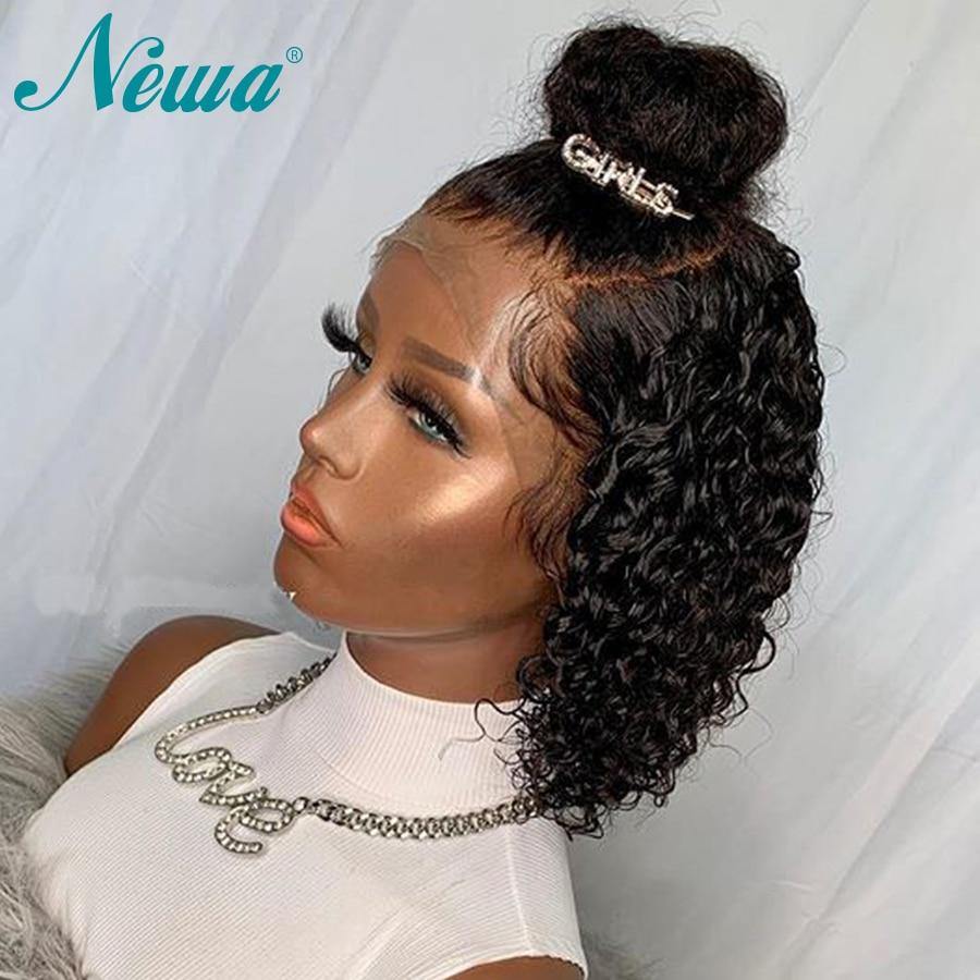 Curly Lace Front Human Hair Wigs Pre plucked bleached knots short Full lace Wig For Black Women Newa Brazilian Remy Hair Wigs - Bianca's hair and beauty supply