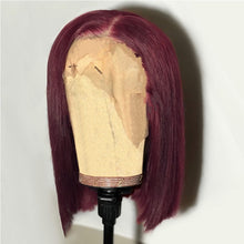 Load image into Gallery viewer, Jet Black Jet Black Blunt Cut Short Bob For Black Women With Middle Part Wig Lace Front Synthetic Wigs Cosply Wig Daily Wig - Bianca's hair and beauty supply
