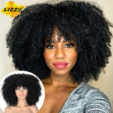 Load image into Gallery viewer, Short Hair Afro Kinky Curly Wigs With Bangs For Black Women African Synthetic Omber Glueless Cosplay Wigs High Temperature Lizzy - Bianca's hair and beauty supply
