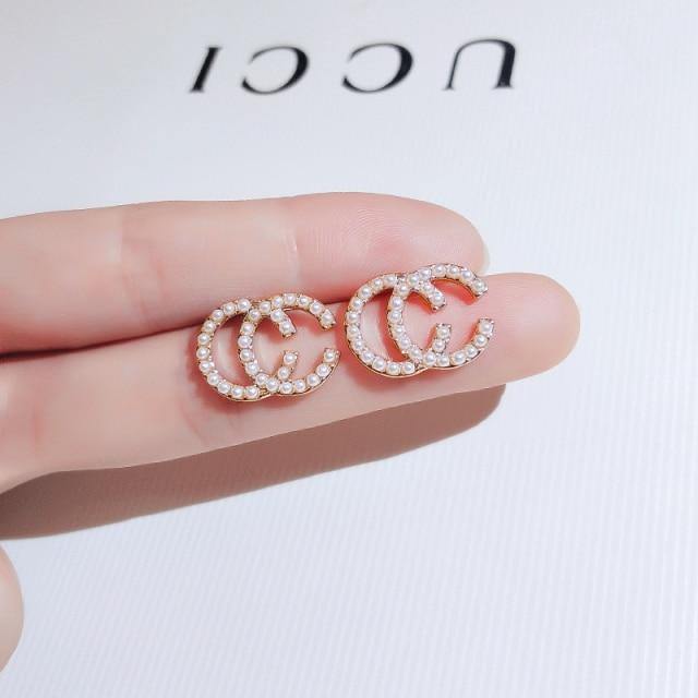 New earrings 2020 tide simple female senior sense niche small French net red earrings small earrings Elegant Prevent Allergy - Bianca's hair and beauty supply