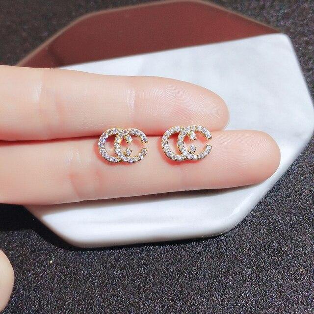 New earrings 2020 tide simple female senior sense niche small French net red earrings small earrings Elegant Prevent Allergy - Bianca's hair and beauty supply