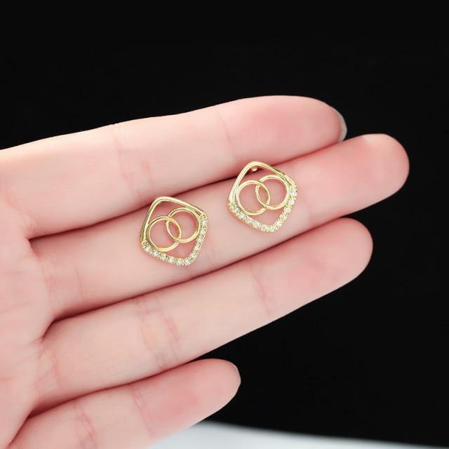 New earrings 2020 tide simple female senior sense niche small French net red earrings small earrings Elegant Prevent Allergy - Bianca's hair and beauty supply