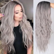 Load image into Gallery viewer, AISI BEAUTY Long Wavy Womens Wig Natural Part Side Hair Ombre Synthetic Wigs Platinum/Blonde/Black Wigs Heat Resistant for Women - Bianca's hair and beauty supply
