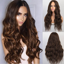 Load image into Gallery viewer, AISI BEAUTY Long Wavy Womens Wig Natural Part Side Hair Ombre Synthetic Wigs Platinum/Blonde/Black Wigs Heat Resistant for Women - Bianca's hair and beauty supply
