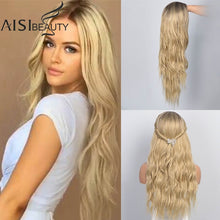 Load image into Gallery viewer, AISI BEAUTY Long Wavy Womens Wig Natural Part Side Hair Ombre Synthetic Wigs Platinum/Blonde/Black Wigs Heat Resistant for Women - Bianca's hair and beauty supply
