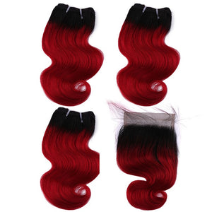 BHF 100% Human Hair Body Wave 3 bundles with closure Brazilian Remy Blonde Short Bob Wig Style 50g per bundle - Bianca's hair and beauty supply