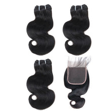 Load image into Gallery viewer, BHF 100% Human Hair Body Wave 3 bundles with closure Brazilian Remy Blonde Short Bob Wig Style 50g per bundle - Bianca's hair and beauty supply

