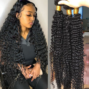 Fashow 30 32 34 36 Inch Brazilian Deep Wave Hair Bundles Deep Curly Human Hair Weaves 100% Natural Human Hair Bundles Remy Hair - Bianca's hair and beauty supply