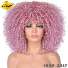 Load image into Gallery viewer, Short Hair Afro Kinky Curly Wigs With Bangs For Black Women African Synthetic Omber Glueless Cosplay Wigs High Temperature Lizzy - Bianca's hair and beauty supply
