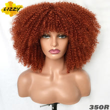 Load image into Gallery viewer, Short Hair Afro Kinky Curly Wigs With Bangs For Black Women African Synthetic Omber Glueless Cosplay Wigs High Temperature Lizzy - Bianca's hair and beauty supply
