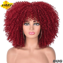Load image into Gallery viewer, Short Hair Afro Kinky Curly Wigs With Bangs For Black Women African Synthetic Omber Glueless Cosplay Wigs High Temperature Lizzy - Bianca's hair and beauty supply
