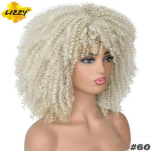Load image into Gallery viewer, Short Hair Afro Kinky Curly Wigs With Bangs For Black Women African Synthetic Omber Glueless Cosplay Wigs High Temperature Lizzy - Bianca's hair and beauty supply
