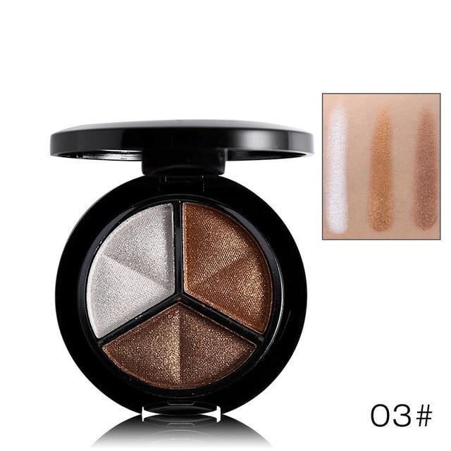 3 Colors Shimmer Glitter Eye Shadow Palette Makeup Copper Bronzer Sliver Grey Metallic Smoky Cut Crease Eyeshadow Nude Cosmetics - Bianca's hair and beauty supply