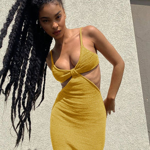 BOOFEENAA Vacation Knitted Maxi Dresses for Women Summer 2021 Elegant Sexy Party Cut Out Backless Bodycon Dress C69-BH27 - Bianca's hair and beauty supply