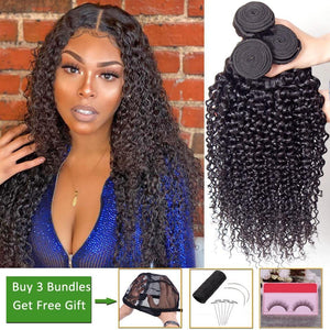 Afro Kinky Curly Hair 3 Bundles Deals Human Hair Bundles Bundles Peruvian Brazilian Hair Weave Bundles non-remy Hair Extension - Bianca's hair and beauty supply