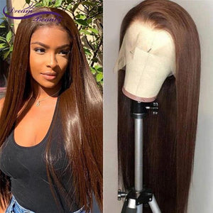 13x6 Lace Front Human Hair Wigs Brazilian Wigs 180% Straight Brown Color Lace Frontal Wigs For Black Women PrePlucked Human Hair - Bianca's hair and beauty supply