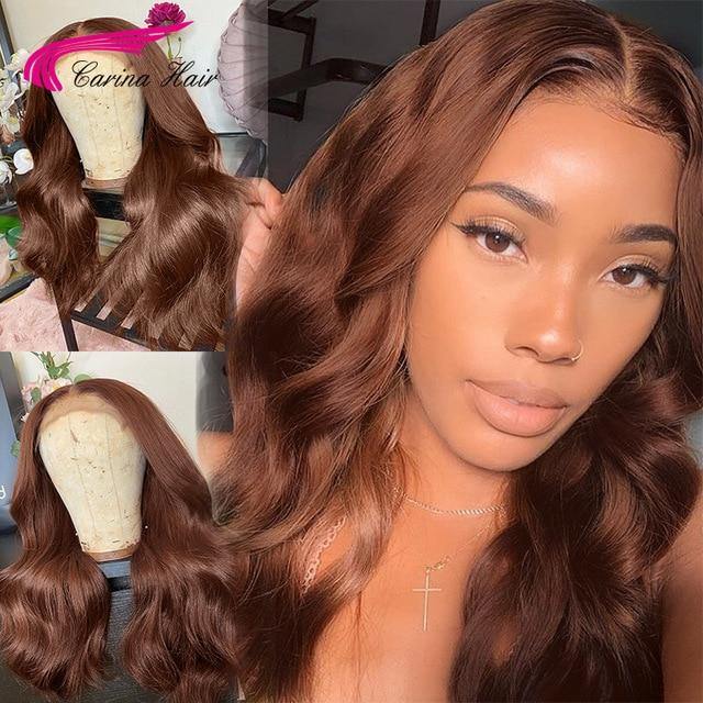 13x6 Lace Front Human Hair Wigs Brazilian Wigs 180% Straight Brown Color Lace Frontal Wigs For Black Women PrePlucked Human Hair - Bianca's hair and beauty supply