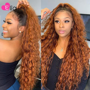 Elia T1B Orange Ginger Red Colored Lace Frontal Wig  Kinky Curly Wigs For Black Women Wigs Brazilian 100% Human Hair Soft 2021 - Bianca's hair and beauty supply