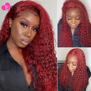 Elia T1B Orange Ginger Red Colored Lace Frontal Wig  Kinky Curly Wigs For Black Women Wigs Brazilian 100% Human Hair Soft 2021 - Bianca's hair and beauty supply