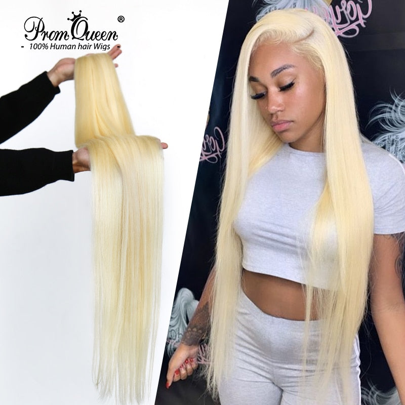 Promqueen 613 Bundle Brazilian Human Hair Bundles Weave 9A Virgin Hair 30 32 38 40 Inch Long Hair Bundles Straight Blonde Bundle - Bianca's hair and beauty supply