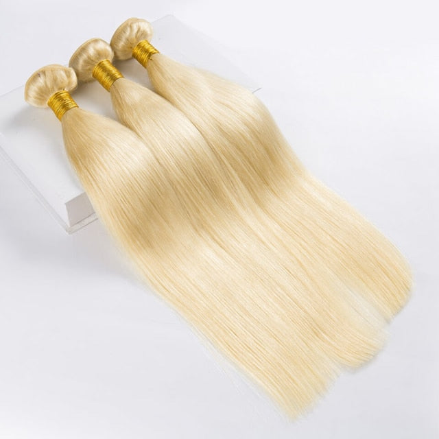 Promqueen 613 Bundle Brazilian Human Hair Bundles Weave 9A Virgin Hair 30 32 38 40 Inch Long Hair Bundles Straight Blonde Bundle - Bianca's hair and beauty supply