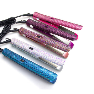 Professional Crystal Hair Flat Iron LCD Digital Display Titanium Plate Diamond Sparkling Rhinestones Hair Straighteners Tools - Bianca's hair and beauty supply