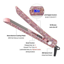Load image into Gallery viewer, Professional Crystal Hair Flat Iron LCD Digital Display Titanium Plate Diamond Sparkling Rhinestones Hair Straighteners Tools - Bianca's hair and beauty supply
