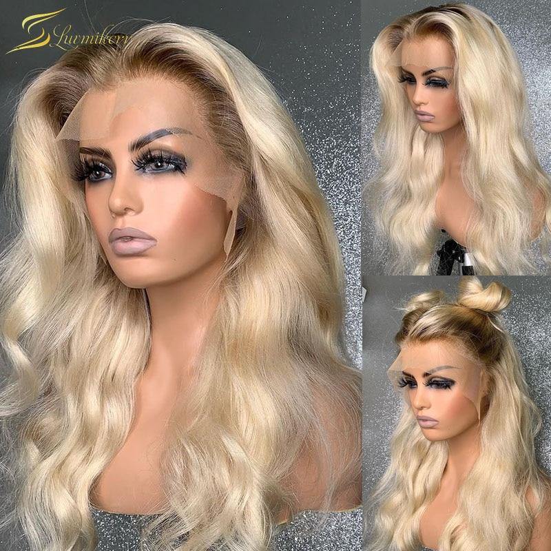 HD Transparent 613 Blonde Ombre 13X6 Lace Front Wig Deep Part Body Wave Colored Human Hair Wigs For Black Women Preplucked Full - Bianca's hair and beauty supply