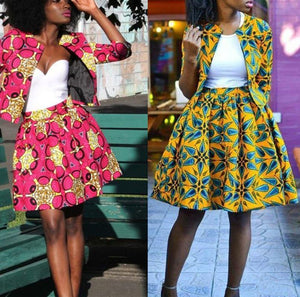 Women African Clothes 2021 Fashion African Dashiki Print 2 Pieces Set ( Tops+Skirts) Party African Dresses Women Robe Africaine - Bianca's hair and beauty supply