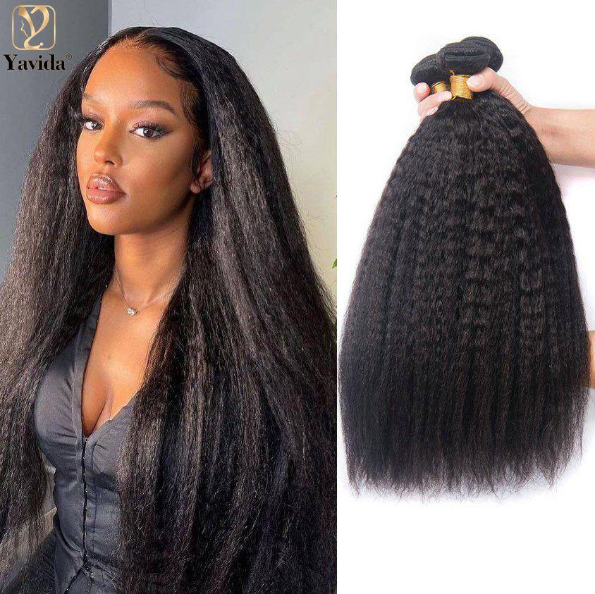 Kinky Straight Bundles Peruvian Hair Bundle Human Hair Natual Color Yaki Straight Weave Bundles 8-30 Inch Hair Extensions - Bianca's hair and beauty supply