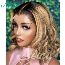 Load image into Gallery viewer, Newa Short Bob Wig Lace Front Human Hair Wigs For Women 13x6 Ombre Brazilian Lace Front Wig Highlight Wavy 4x4 Lace Closure Wig - Bianca's hair and beauty supply
