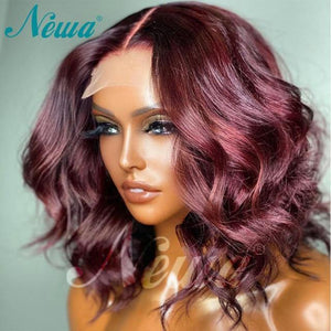 Newa Short Bob Wig Lace Front Human Hair Wigs For Women 13x6 Ombre Brazilian Lace Front Wig Highlight Wavy 4x4 Lace Closure Wig - Bianca's hair and beauty supply