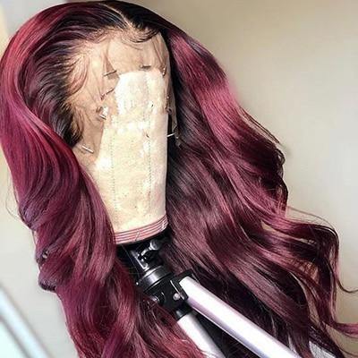 Honey Blonde Lace Front Wigs Ombre Human Hair Wig 1B/27 Brown Ombre Body Wave Wig 180% Peruvian Hair Wigs 4x4 Lace Closure Wig - Bianca's hair and beauty supply