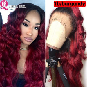 Honey Blonde Lace Front Wigs Ombre Human Hair Wig 1B/27 Brown Ombre Body Wave Wig 180% Peruvian Hair Wigs 4x4 Lace Closure Wig - Bianca's hair and beauty supply