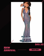 Load and play video in Gallery viewer, Gradient Sequins Suspender Dress Temperament High-End Ladies Sexy Evening Dress
